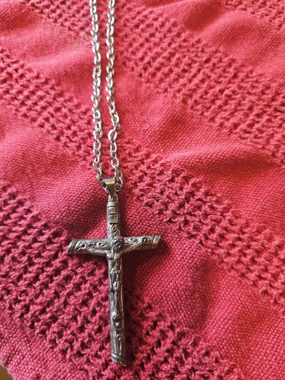 Silver Cross With Silver Necklace